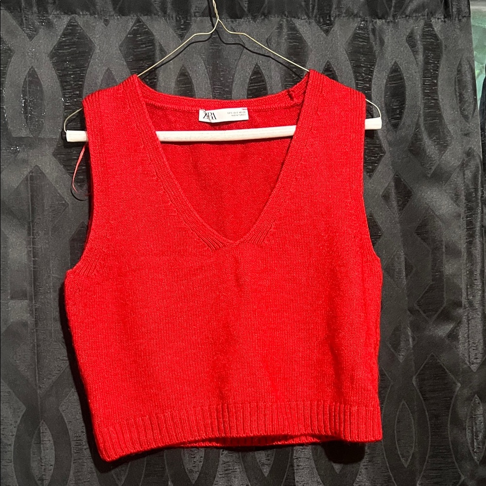 Zara Vibrant Red Knit Crop Top